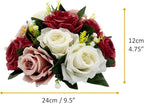 10Pcs Artificial Flower Balls for Centerpieces, Fake Floral Centerpieces Wedding Roses Bouquet for Parties Valentine's Day Wedding and Home Decor (Burgundy & Dusty Rose & White)