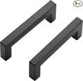 Ravinte 3 Pack Black Cabinet Pulls 3-3/4 Inch Square Kitchen Cabinet Handles Matte Black Kitchen Hardware for Drawer Pulls Drawer Handles Come with Screwdriver