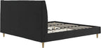 Novogratz The Her Majesty Upholstered Bed, King, Black Velvet