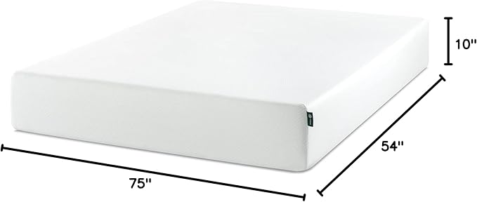 ZINUS 10 Inch Full Green Tea Memory Foam Mattress [New Version], Fiberglass free, Medium Firm Feel, Zoned Pressure Relief, Certified Safe Foams & Fabric, Mattress in A Box