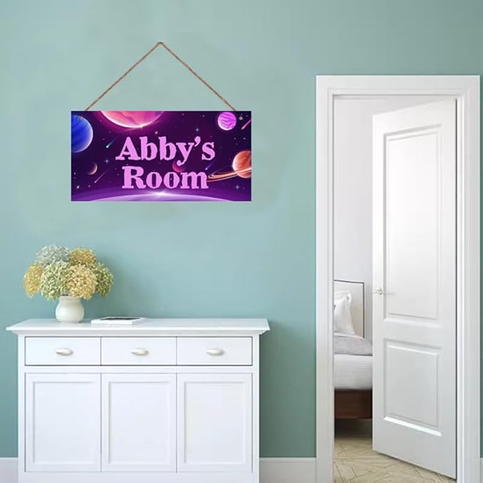 Personalized Universe Sign Funny Aerospace Themed For Kids Room Boys Bedroom Door Decor,Custom Name Wall Decor Decorative Plate for Nursery Girls Room