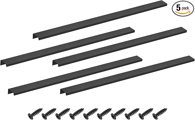 uxcell Cabinet Finger Edge Pull, 5pcs 500mm / 19.69" Aluminum Alloy Back Mount Hidden Cabinet Pulls Concealed Handle for Home Kitchen Drawer Cabinet, Black