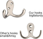 IBosins 16 Pack Heavy Duty Double Prong Coat Hooks Wall Mounted with 32 Screws Retro Double Hooks Utility Hooks for Coat, Scarf, Bag, Towel, Key, Cap, Cup, Hat(Silvery)