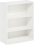 Furinno GEHRY Book Shelf, 3-Tier Bookshelf, Bookcase with Adjustable Shelves, 11.6 x 24.8 x 31.6, for Living Room, Bedroom, Home Office, White
