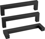 goldenwarm 50 Pack 4-1/2 Inch Black Cabinet Handles Matte Black Drawer Pulls Stainless Steel Cabinets Hardware Square Bar Modern for Kitchen Bathroom Cupboard