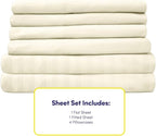 Full Size Bed Sheets - 6 Piece 1500 Supreme Collection Fine Brushed Microfiber Deep Pocket Full Sheet Set Bedding - 2 Extra Pillow Cases, Great Value, Full, Dobby Beige
