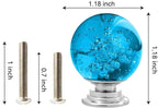12 Pcs 30mm Round Shape Bubble Crystal Glass Cabinet Knobs with Screws Drawer Knob Pull Handle Used for Kitchen, Dresser, Door, Cupboard (Azure)