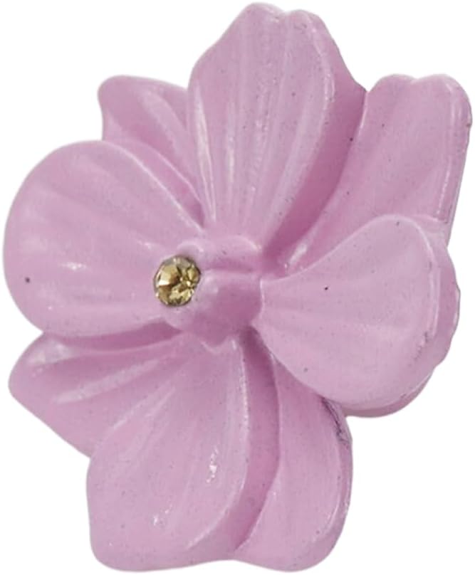 6Pcs Flower Shaped Drawer Knobs Single Hole Dresser Knobs Zinc Alloy Knobs, 1.57x0.83" Pink, with Mounting Screws