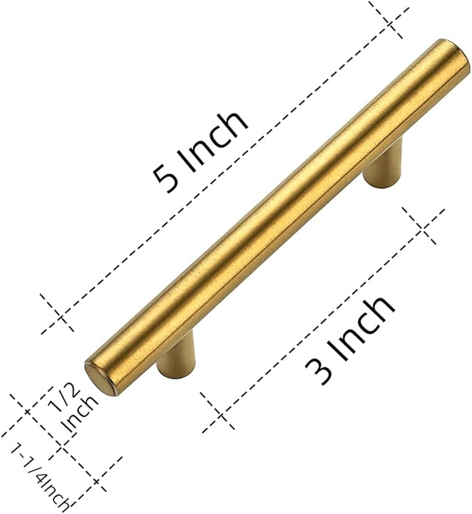 Ravinte 45 Pack 5 Inch Cabinet Pulls Brushed Brass Stainless Steel Kitchen Drawer Pulls Cabinet Handles 5”Length, 3” Hole Center