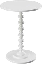 Convenience Concepts Palm Beach Spindle 17.75" Traditional Round End Living Room, Turned Solid Wood Side, Classic Display Pedestal Table, White