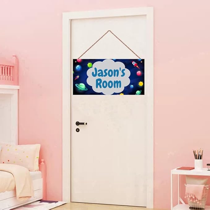SLWEJQHA Personalized Outer Space Room Decor Art Rocket Pictures,Space Art for Kids Room,Boys Bedroom Decor,Nursery Decor Stars themed For Little Man Cave