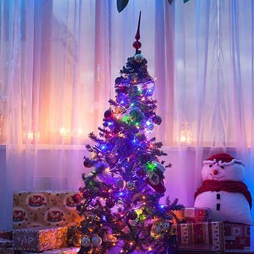 Christmas Light, 33ft 100 LED Battery Operated String Lights with Auto Timer & 8 Modes, Green Wire Outdoor Waterproof String Lights for Outdoor and Indoor Christmas Decor, Multicolor 2Pack