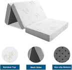 Inofia Folding Mattress, 6 Inch Trifold Memory Foam Mattress with Ultra Soft Removable Cover, Non-Slip Bottom & Breathable Mesh Sides, Foldable & Portable - Cot Size (75" x 31" x 6")