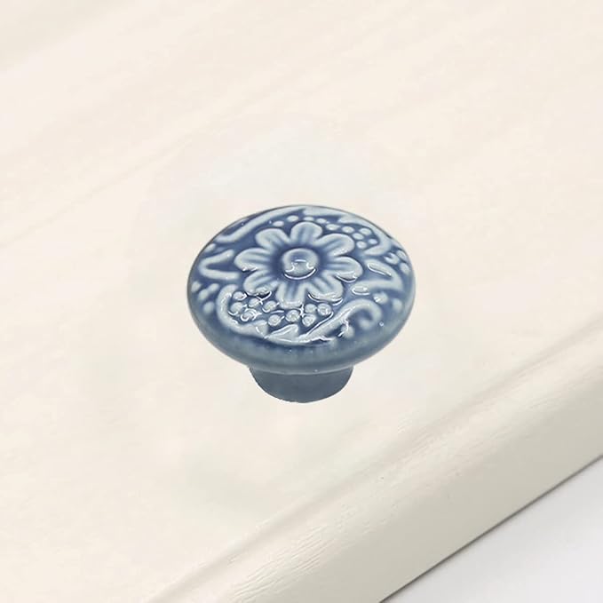HUAMULAN 15 PCS Cabinet Knobs Glossy Ceramic Dresser Mushroom Table Drawer Cupboard Pull Furniture DIY Wardrobe Solid Color Vintage Handle,with 3 Size Mounting Screws
