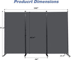 Room Divider, 3 Panel Folding Privacy Screens with Wider Support Feet, 6 Ft Portable Room Partition for Room Separator, 102" W X 71" H, Grey