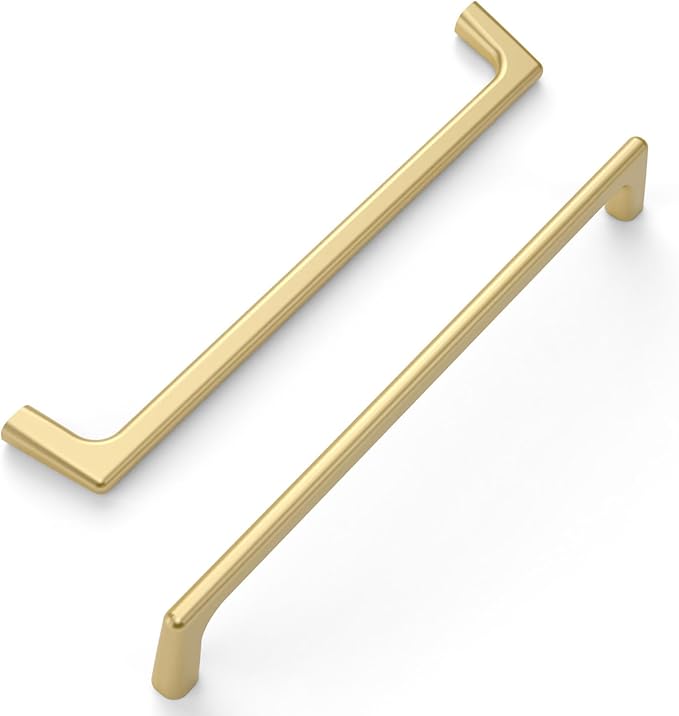Amerdeco 10 Pack Brushed Gold Cabinet Pulls 6.3 Inch(160MM) Hole Centers Kitchen Cabinet Handles Hardware Kitchen Handles for Cabinets Cupboard Handles Drawer Pulls ZH0041