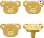 4Pcs Cute Brass Knobs for Kids, Children's Room Nursery Drawer Cupboard Handles for Boys and Girls (Bear, Size: 1.5" L x 1" W)