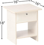 Furinno Dario End Table / Side Table / Night Stand / Bedside Table with Bin Drawer, 2-Pack, Cream Faux Marble/Ivory