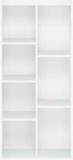 Furinno LUDER Book Shelf, 7-Cube Bookshelf, Bookcase, 9.4" x 19.5" x 41.7", for Living Room, Bedroom, Home Office, White