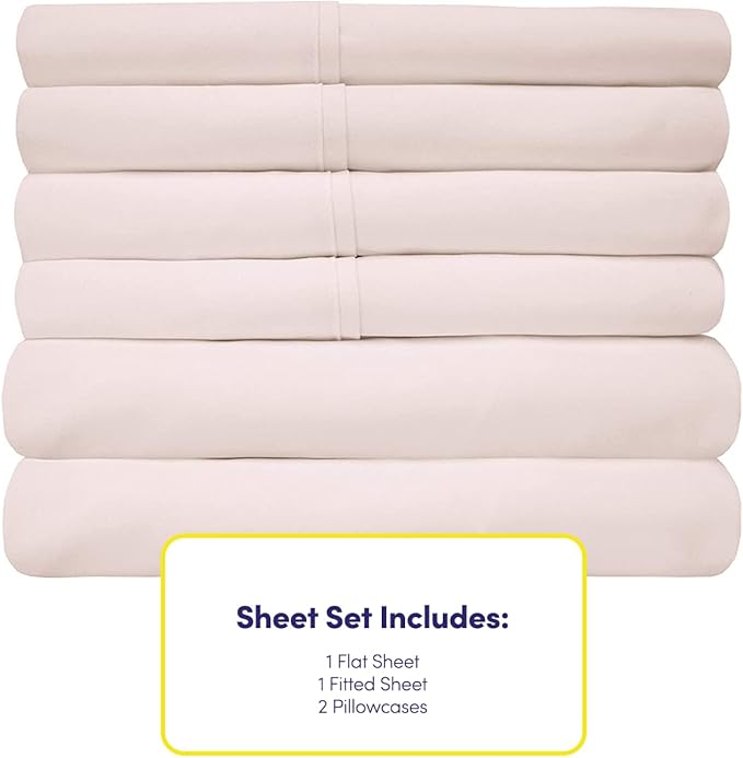 Twin XL Size Bed Sheets - 4 Piece 1500 Supreme Collection Fine Brushed Microfiber Deep Pocket Twin X-Large Sheet Set Bedding - 1 EXTRA PILLOW CASES, GREAT VALUE, Twin XL, Pale Pink