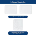 Moonsea Queen Sheet Sets Air Mattress Sheets - 3 Pieces Extra Deep Pocket Queen Sheets Sets 16 to 24 inch - Sheets with Pockets on Side - Easily Fits Extra Deep Pillow Top Air Mattress (White)