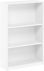 Furinno JAYA Book Shelf, 3-Tier Bookshelf, Bookcase with Adjustable Shelves, 9.5 x 24.5 x 40.3, for Living Room, Bedroom, Home Office, White