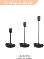 NUPTIO Black Candlestick Holders for Centerpiece: 3 PCS Tall Taper Candles Holders for Halloween - Metal Candles Stick Holder for Christmas Birthday Party Fireplace Table Decor