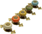 10 Pack Retro Ceramic Knobs,Vintage Dresser Kitchen Petal Cabinet Pulls Rustic Zinc Alloy Base Back Plate Kid Cupboard Wardrobe Drawer Door Handles (Leopard Print Orange)