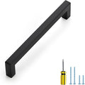 Ravinte 1 Pack Black Cabinet Pulls 6-1/4 Inch Square Kitchen Cabinet Handles Matte Black Kitchen Hardware for Drawer Pulls Drawer Handles Come with Screwdriver
