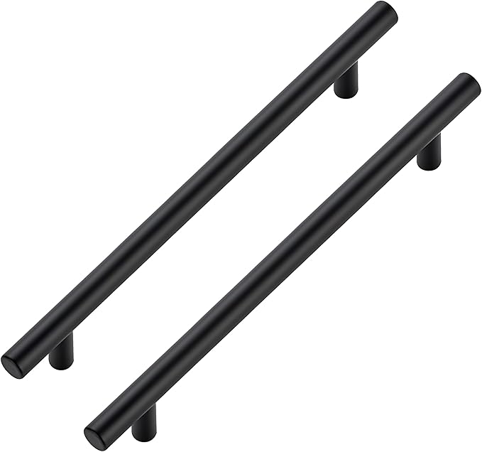 JOY DECOR 45 Pack Cabinet Handles, Black Cabinet Pulls, 7-1/2 in Hole Center Kitchen Hardware, Stainless Steel T Bar Handles for Dresser Drawers