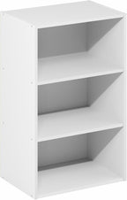 Furinno Basic Book Shelf, 3-Tier Bookshelf, Cube Storage Organizer Bookcase with Open Shelf, 11 x 17 x 26, for Living Room, Bedroom, Home Office, White