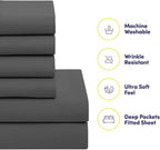 California King Comforter Set - Soft & Breathable 7-Piece Bedding Collection - 1 Comforter, 1 Fitted Sheet, 1 Flat, 4 Pillowcases - Deep Pocket - Premium Quality - Ideal for All Seasons, Gray