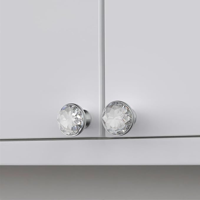 Asidrama 10 Pack Polished Chrome Kitchen Cabinet Knobs Clear Crystal Dresser Knobs Drawer Knobs Cabinet Hardware Zinc Knobs for Dresser Drawers
