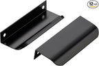 Ravinte Hardware 12 Pack Black Cabinet Handles, 4 Inch (102mm) Finger Edge Pulls, 3 Inch Hole Center, Finger Pulls for Cabinets