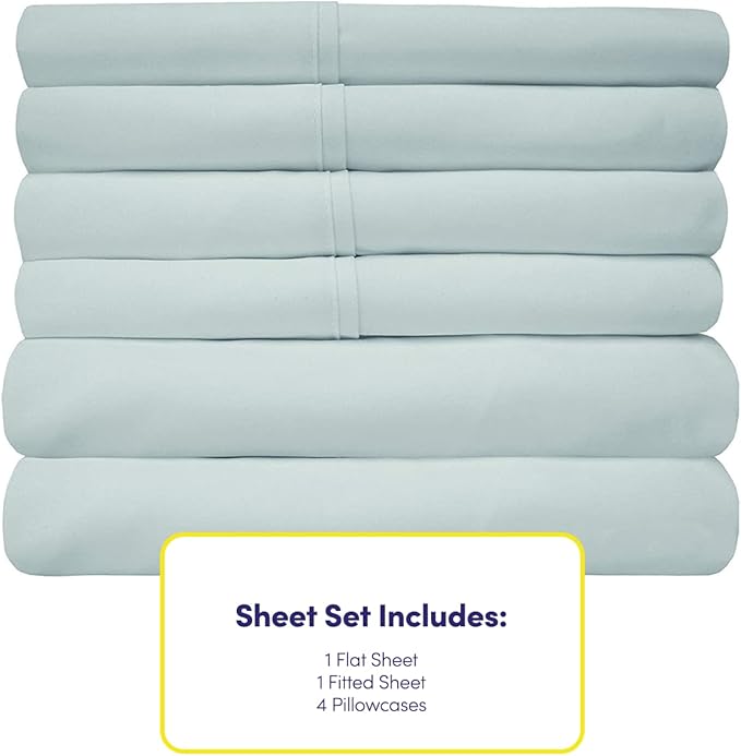 Full Size Bed Sheets - 6 Piece 1500 Supreme Collection Fine Brushed Microfiber Deep Pocket Full Sheet Set Bedding - 2 Extra Pillow Cases, Great Value, Full, Porclain Blue