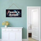 Personalized Sign Universe Sign Outer Space theme Art Décor For Kids Room Custom Name Door Wall Art Decor For Little Man Cave, Star Floral Nursery Art Girls Room Boys Bedroom