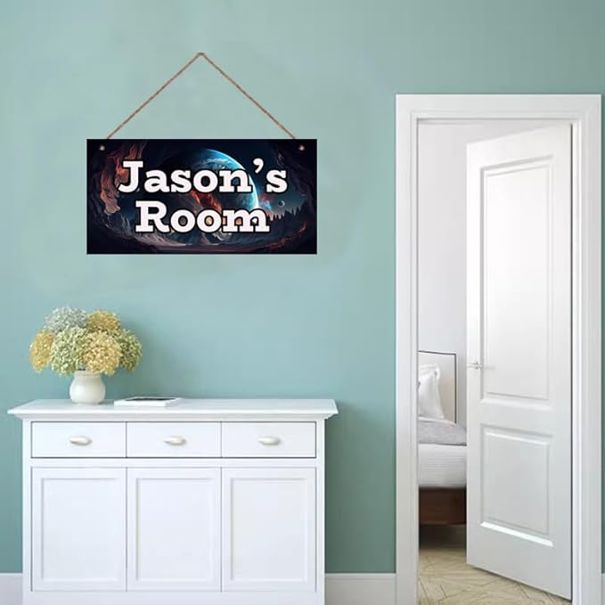 Personalized Sign Universe Sign Outer Space theme Art Décor For Kids Room Custom Name Door Wall Art Decor For Little Man Cave, Star Floral Nursery Art Girls Room Boys Bedroom
