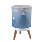 Small Trash Can with Lid Mountains Landscape Scandinavian Style Hand Drawn Seamless Garbage Bin Pet Proof Waste Basket for Kitchen Bathroom Office Bedroom Decorative 1.8 Gallon