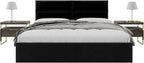 Vänt Upholstered Wall Panels - King/Cal King Size Wall Mounted Velvet Headboards - Velvet Black - Twin/King - Set of 4 Panels (Each Individual Panel 39"x11.5")