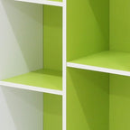Furinno LUDER Book Shelf, 11-Cube Bookshelf, Reversible Bookcase, 9.4" x 29.1" x 41.7", for Living Room, Bedroom, Home Office, White/Green