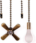 Ceiling Fan Pull Chain, Fan Pulls Set with Connector, 2 PCS 12 Inches Beaded Ball Fan Pull Chain -Bronze