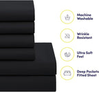 Sweet Home Collection 7 Piece Comforter Set Bag Solid Color All Season Soft Down Alternative Blanket & Luxurious Microfiber Bed Sheets, Black, Queen