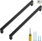 Ravinte 25 Pack Square Cabinet Pulls 10 Inch Black Kitchen Cabinet Handles Matte Black Kitchen Hardware for Cabinet Black Drawer Pulls Black Square Bar Cabinet Pulls Drawer Handles