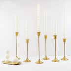 Candlestick Holders, Taper Candle Holders Set of 6, Vintage Candle Holder Decor for Table Centerpiece, Fireplace Mantel, Weddings & Housewarming (Brass Gold, 6 pcs)