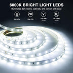Onforu LED Light Strip,16.4ft Dimmable LED Tape Light, 6000K Daylight White Strip Lighting, 300 LEDs Flexible Vanity Mirror Light, 5M 12V Ribbon Rope Light for Bedroom, Under Cabinet,Kitchen,Christams