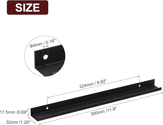 uxcell Cabinet Finger Edge Pull, 8pcs 300mm / 11.81" Aluminum Alloy Back Mount Hidden Cabinet Pulls Concealed Handle for Home Kitchen Drawer Cabinet, Black