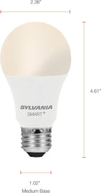 SYLVANIA Wifi LED Smart Light Bulb, 60W Equivalent Dimmable Soft White A19, Compatible with Alexa and Google Home Only - 4 Pack (75672)
