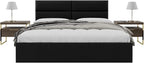 Vänt Upholstered Wall Panels - King/Cal King Size Wall Mounted Headboards - Vintage Leather Jet Black - Twin/King - Set of 4 Panels (Each Individual Panel 39"x11.5")