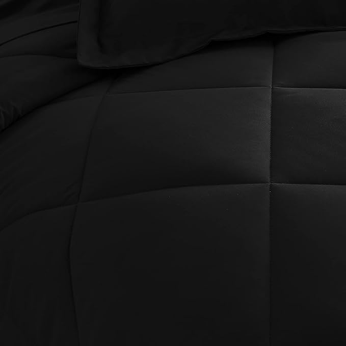 CozyLux California King Comforter Set Black - Cal King Bed in a Bag 7 Pieces, Luxury Soft Bed Set for All Seasons, Bedding Set with Down Alternative Comforter, Sheets, Pillowcases & Shams