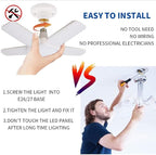 LED Garage Lights 2 Pack, The New 100W Deformable LED Shop Lights with 5 Adjustable Panels, E26/E27 LED Ceiling Light, 10000LM 6500K Hight Bay Light for Basement Warehouse Workshop